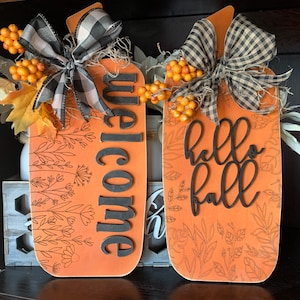 Citrouilles de fleurs sauvages, accroche-porte et gardiens d'étagères, téléchargement numérique ferme SVG pour Glowforge ou laser, pas un article physique