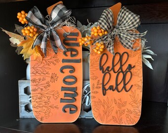 Wild Flower Pumpkins, Door Hanger and Shelf Sitters, Farmhouse SVG Digital Download for Glowforge or Laser Not a Physical Item