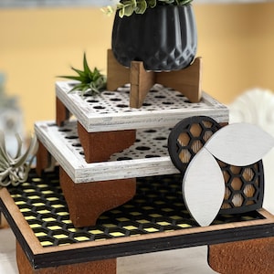 Contremarche de table, nid d'abeille et rotin, ferme 2 ensembles de 3 SVG téléchargement numérique Glowforge ou laser pas un article physique