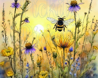 Bees and Wildflowers Printable Bundle: Farmhouse Style (Digital Download)