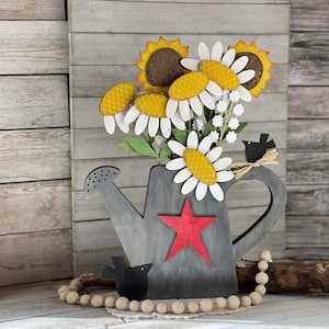 Arrosoir et fleurs, gardienne d'étagère, téléchargement numérique ferme SVG pour Glowforge ou laser pas un article physique