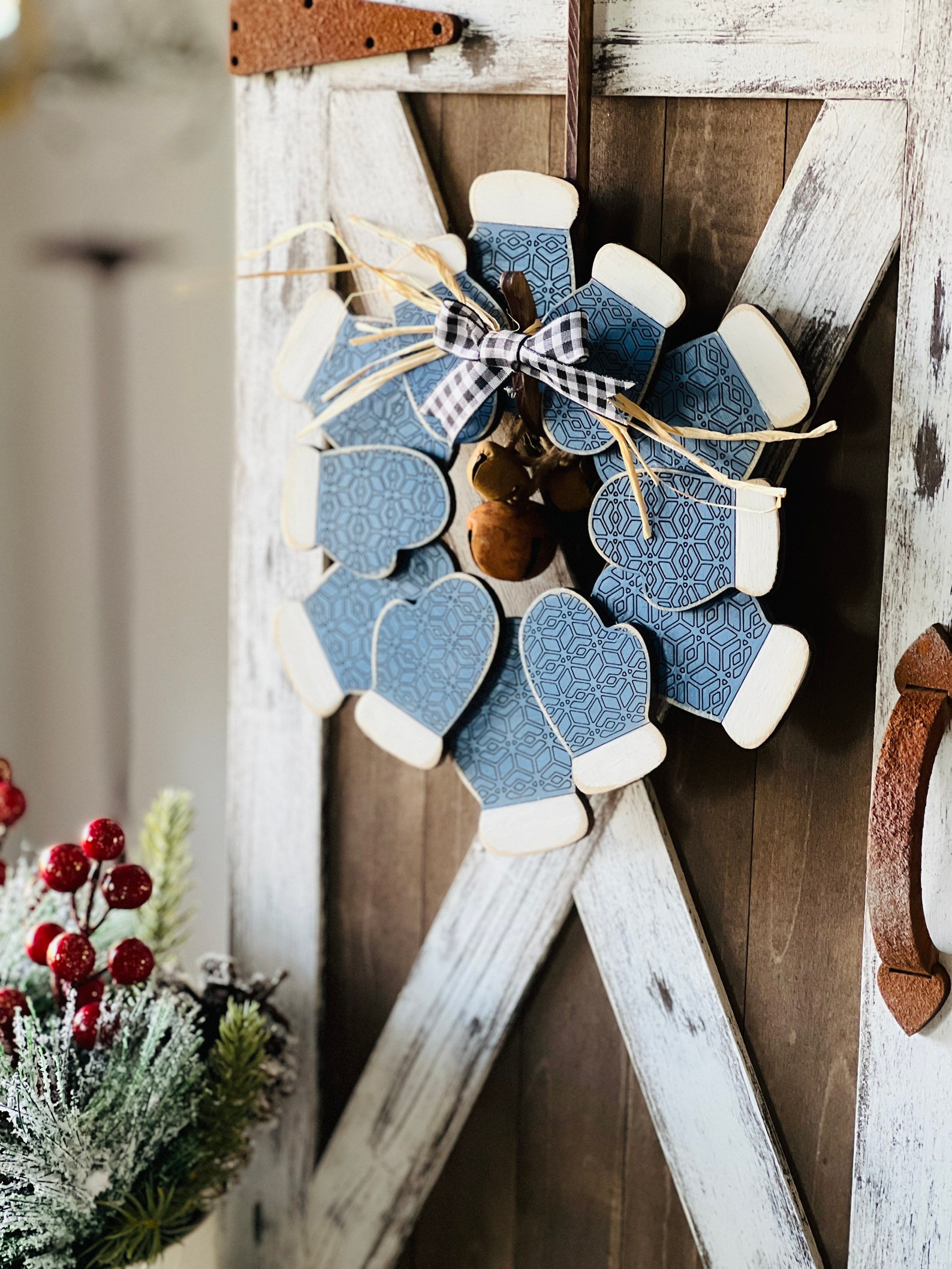 Mitten Wreath Farmhouse SVG Digital Download for or Etsy