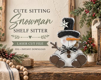 Cute Sitting Snowman SVG Digital Download for Glowforge or Laser Not a Physical Item