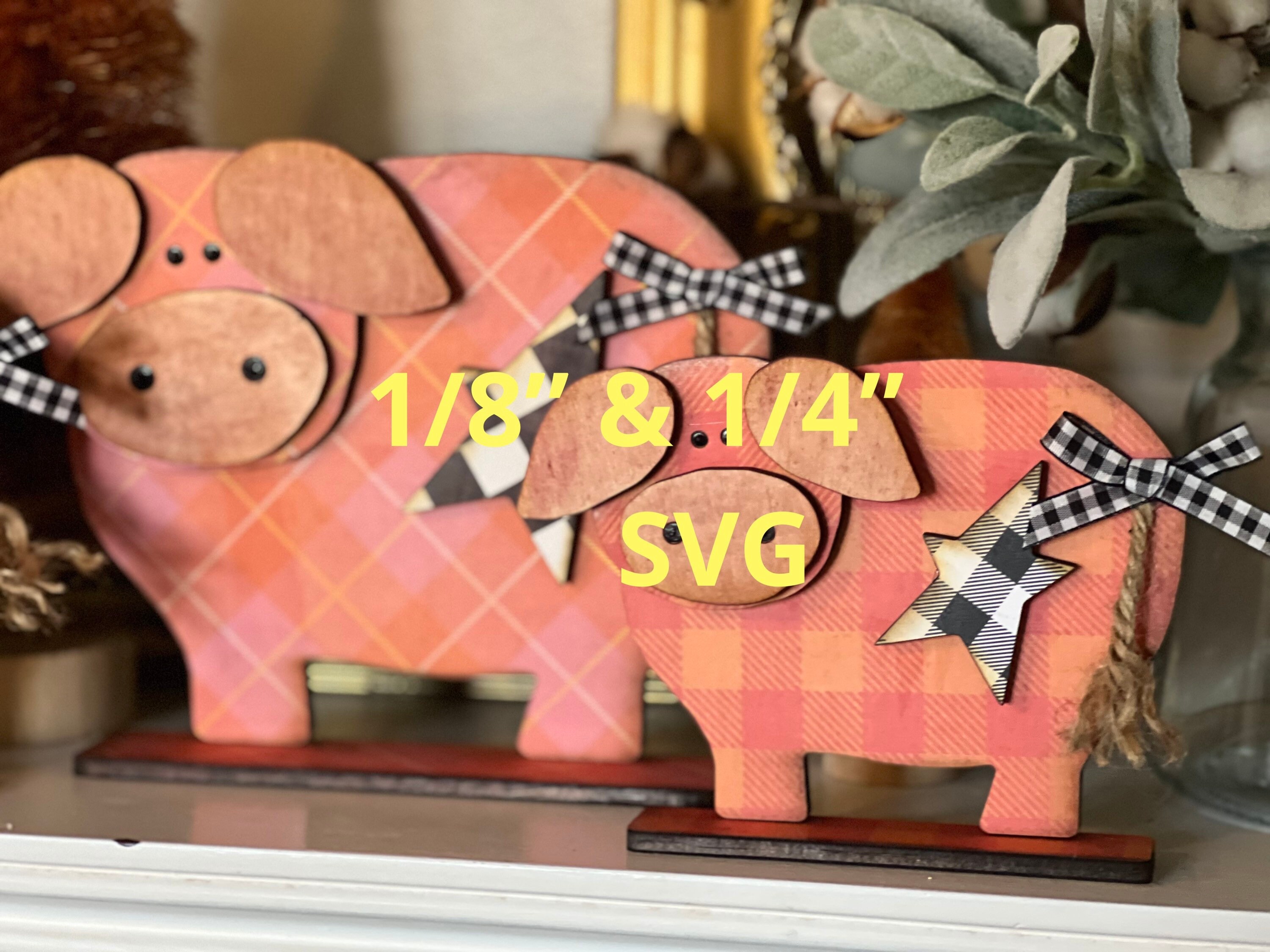 Standing Set of 3 Pigs SVG Digital Download for Glowforge or Laser Not a Physical Item .11-.13 & .19-.22 Inch Thick