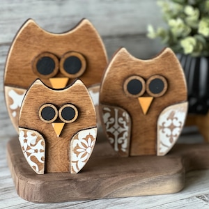 Hiboux 3 tailles, ferme, étagère en téléchargement SVG pour Glowforge ou laser, pas un objet physique