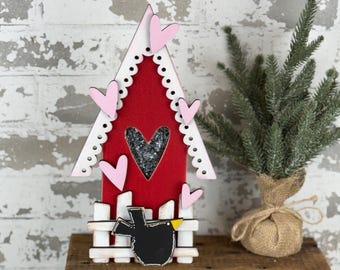 Casa de pájaros de San Valentín, estante para sentarse o apoyarse en un estante SVG Descarga digital para Glowforge o láser No es un artículo físico