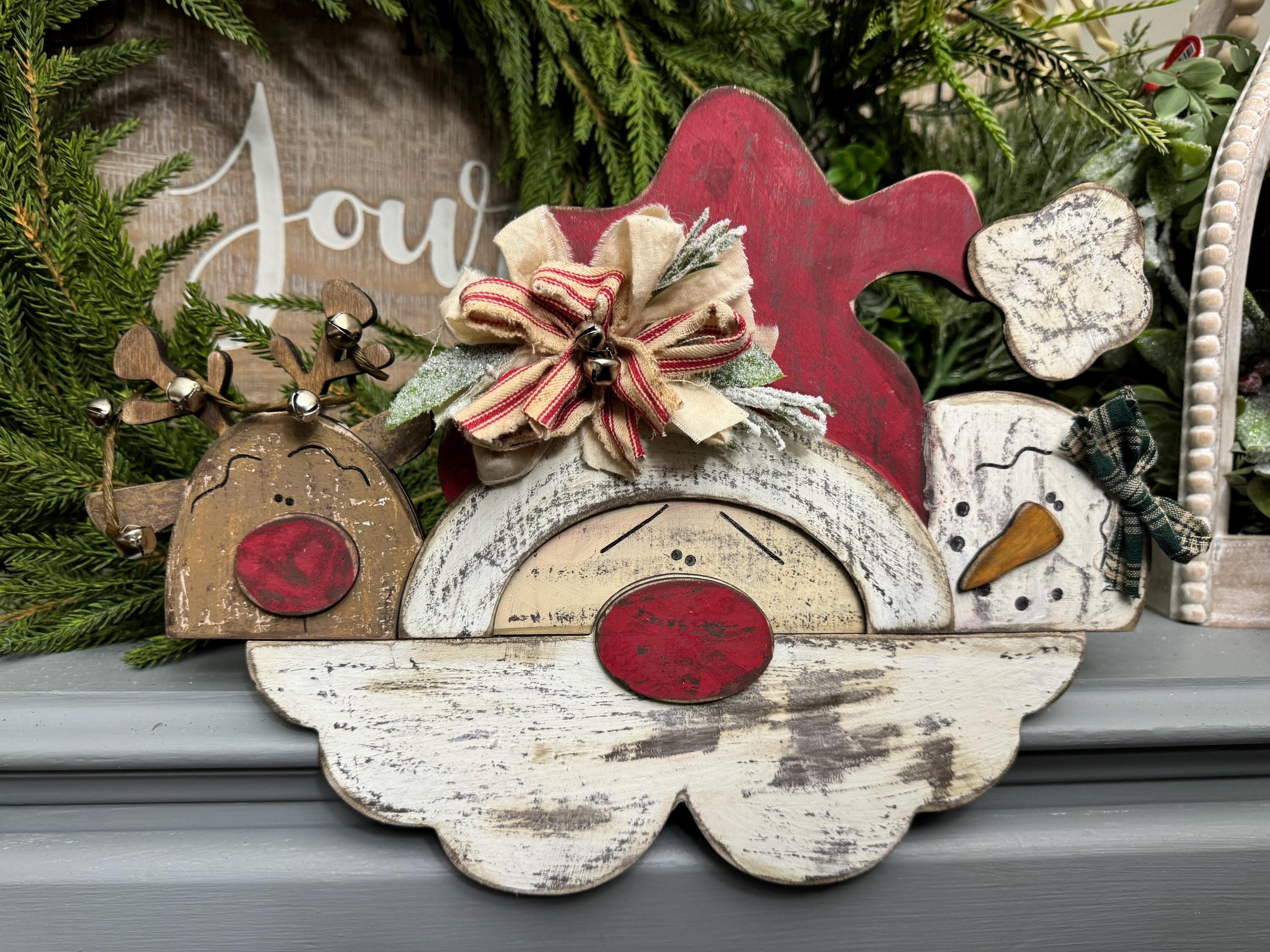 Santa and Friends, Christmas Shelf Sitter, Farmhouse SVG Digital Download for Glowforge or Laser Not a Physical Item