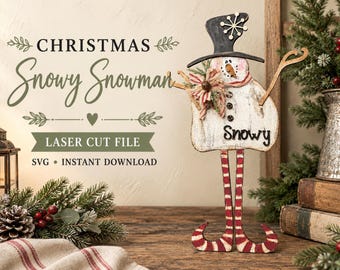Muñeco de nieve nevado, Navidad SVG Descarga digital para Glowforge o láser No es un artículo físico