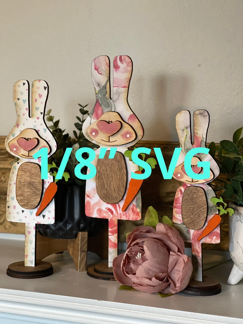 Standing Bunnies SVG Set: Laser Cut File for Glowforge (digital ...