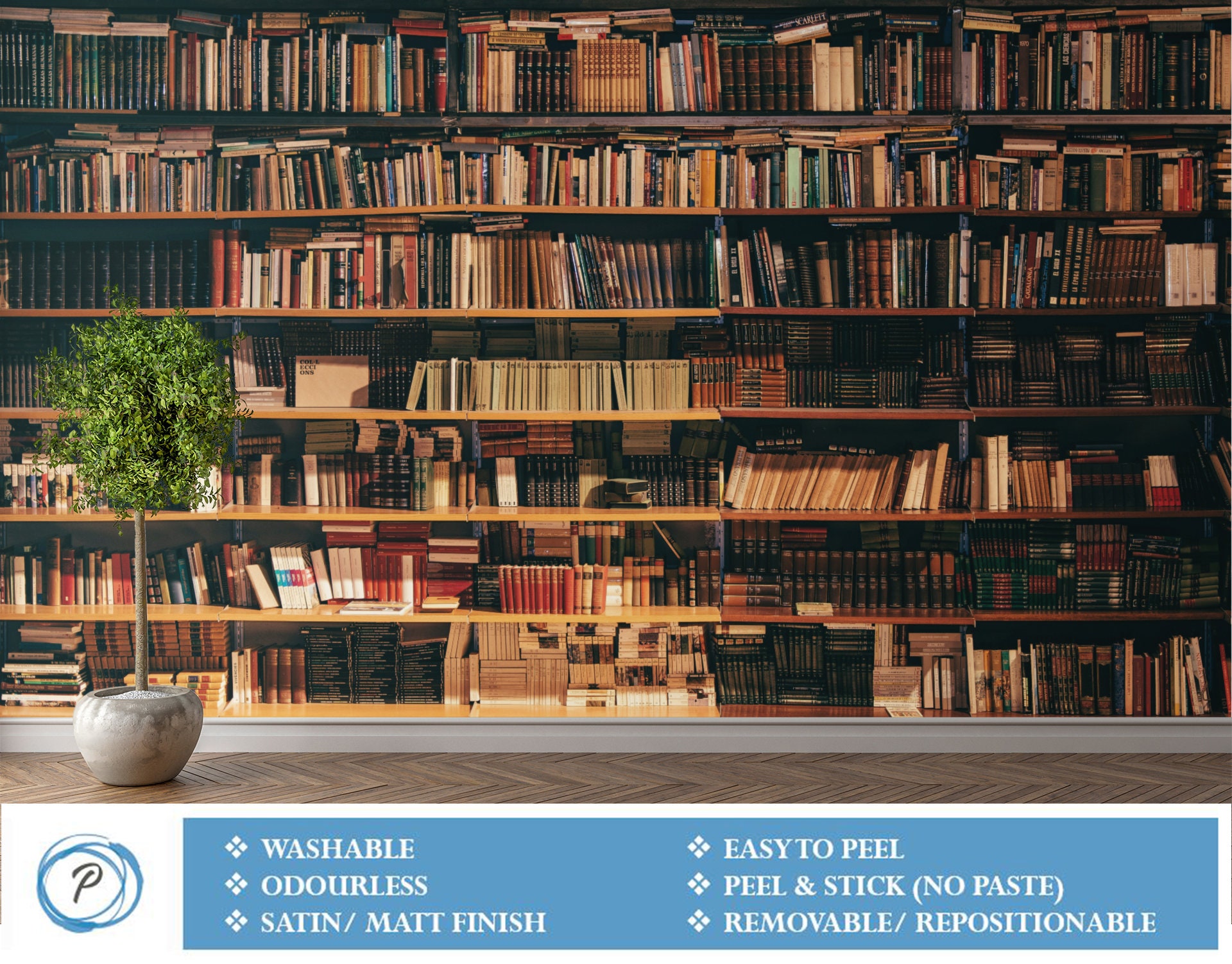 Library Peel & Stick Self Adhesive Wallpaper Etsy