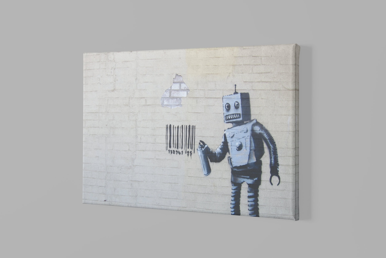 Banksy Robot Barcode Canvas Wall Art Etsy