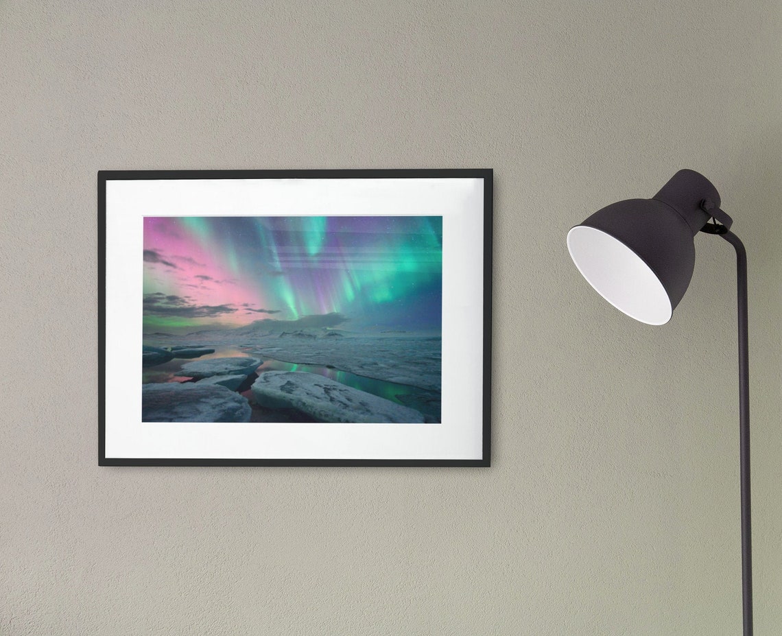 Northern Lights Iceland Nature Print with Picture Frame Etsy
