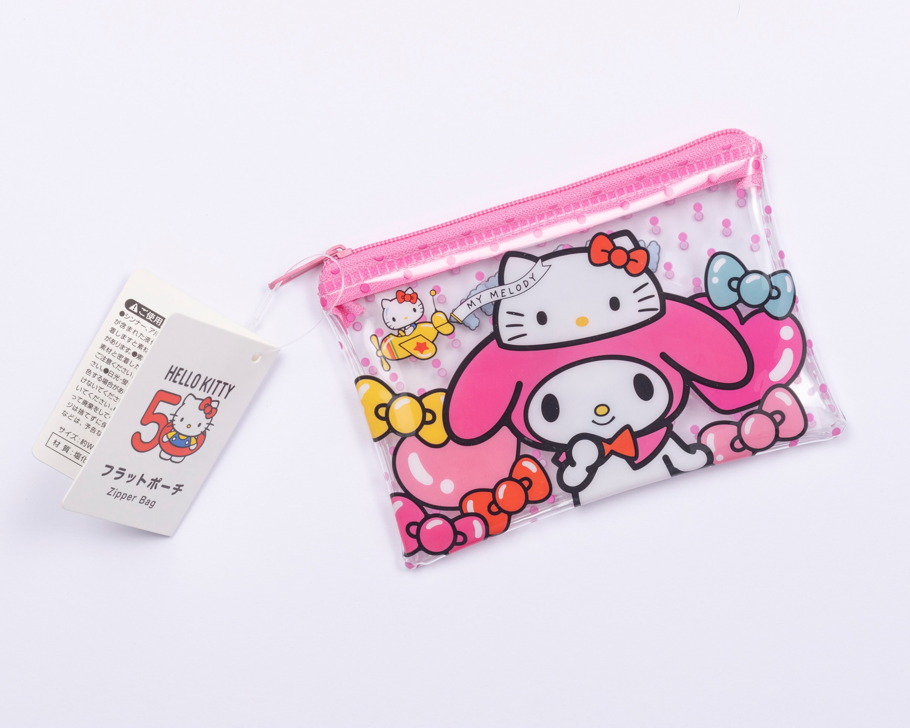 Sanrio Hello Kitty 50th Anniversary Small Flat Vinyl Pouch, Small