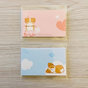 Corgi Kaka Message Cards, Kawaii, Scrapbooking, Journaling, Stationery