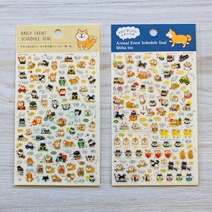 Shiba Inu Sticker Sheet with Gold Foils, Dog Stickers, Kawaii Stickers, Japanese Stickers