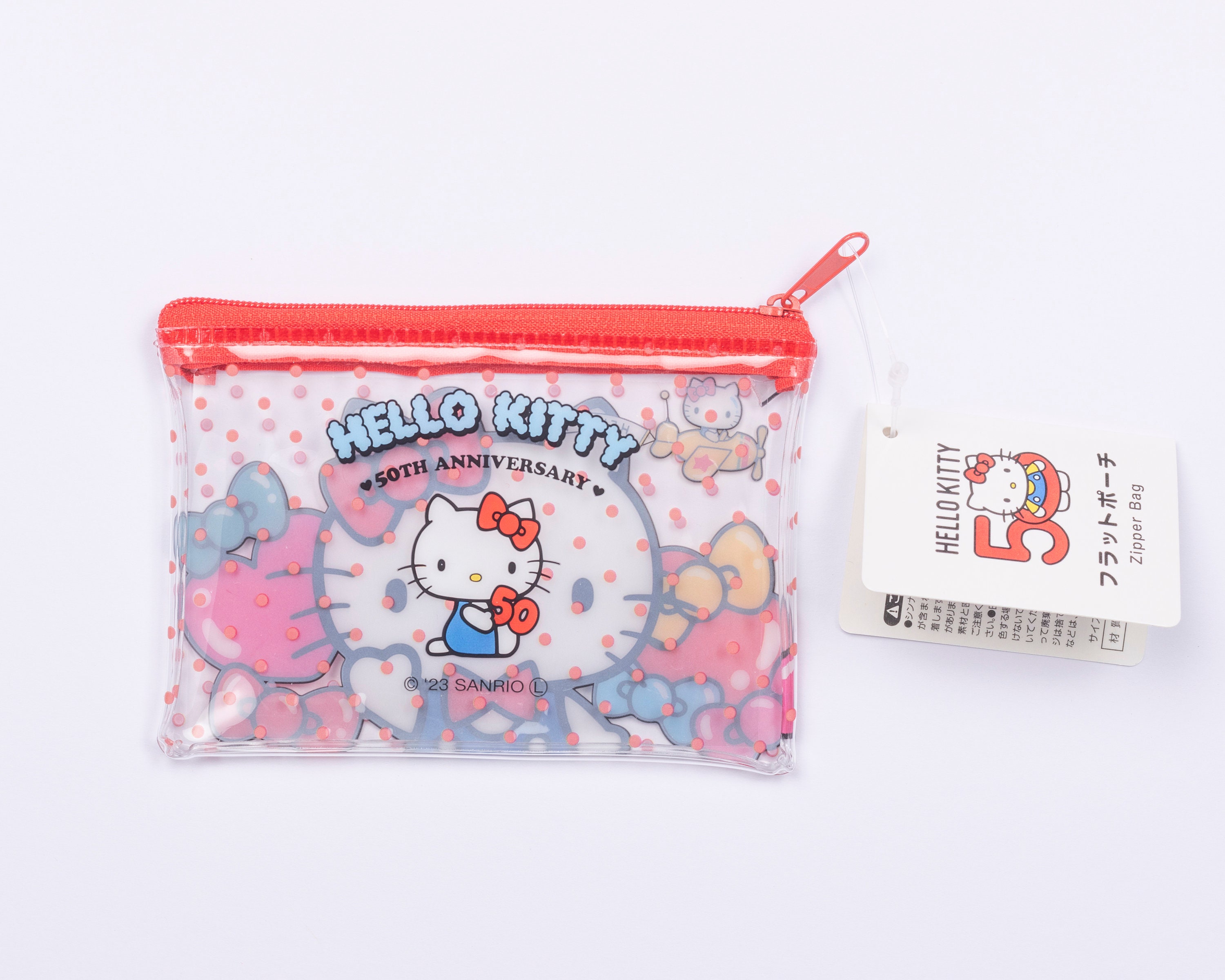 Sanrio Hello Kitty 50th Anniversary Small Flat Vinyl Pouch, Small