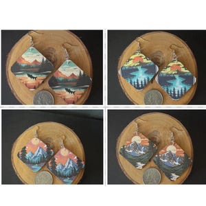 Handmade Mountain Earrings, Scenic Earrings, Made in Alaska Earrings