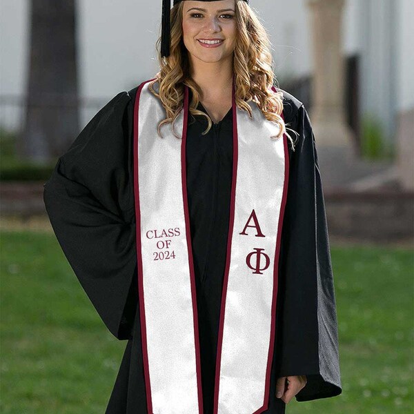 Alpha Phi Class of 2024 Graduation Stole in White