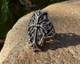 Gothic Cross Ring 925 Sterling Silver Ring