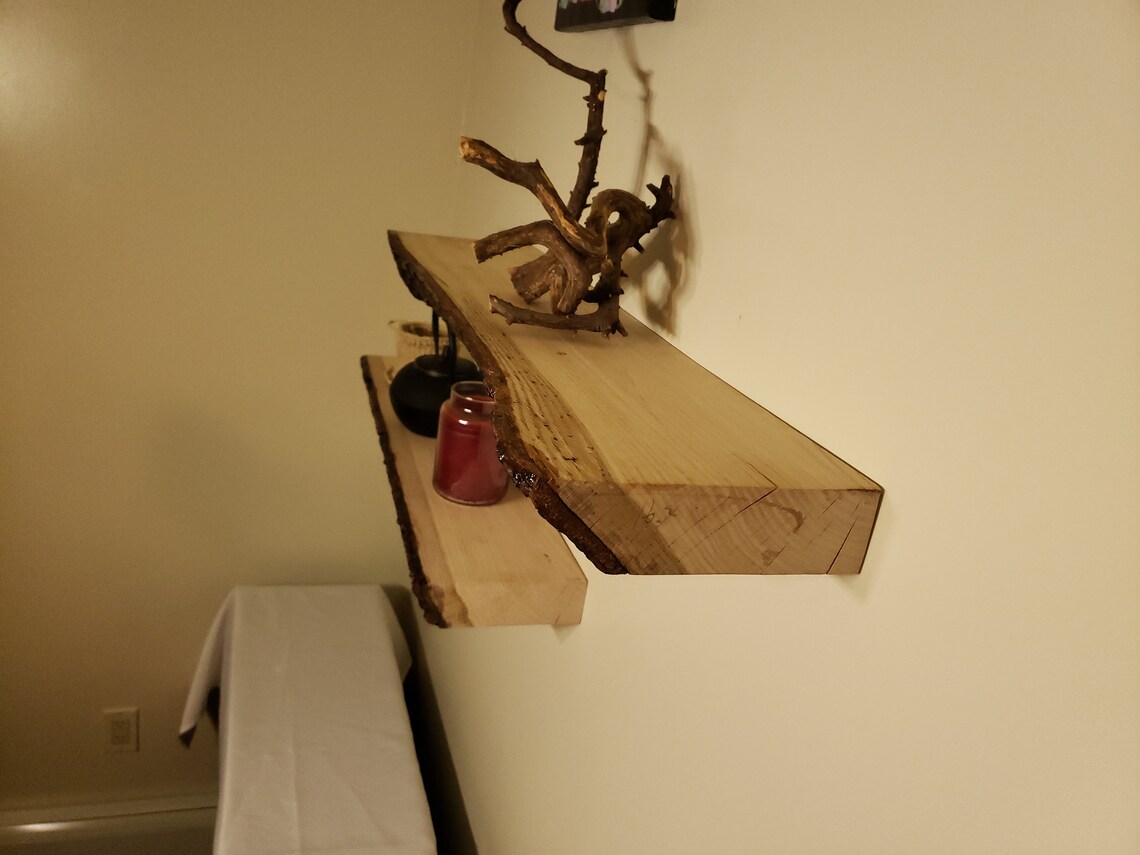 Live Edge Red Oak Floating Shelves 32x8 Etsy