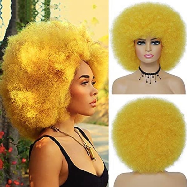 YELLOW Stylish  60’s 70”s retro AFRO DIVA Hair - Full cap wig *new*