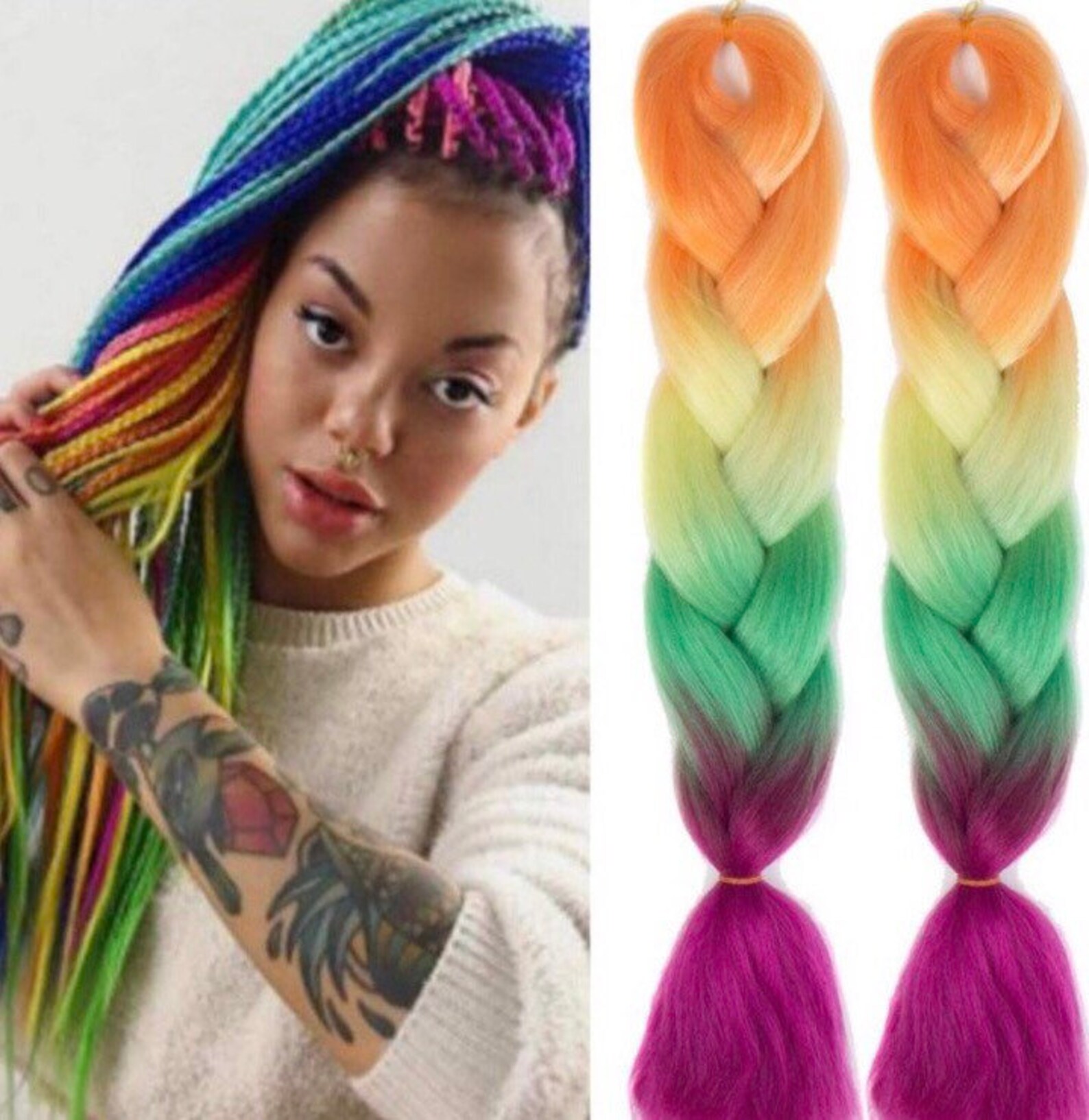 24 FIVE 5 Pack of Orange Ombre Braiding Hair . Etsy UK