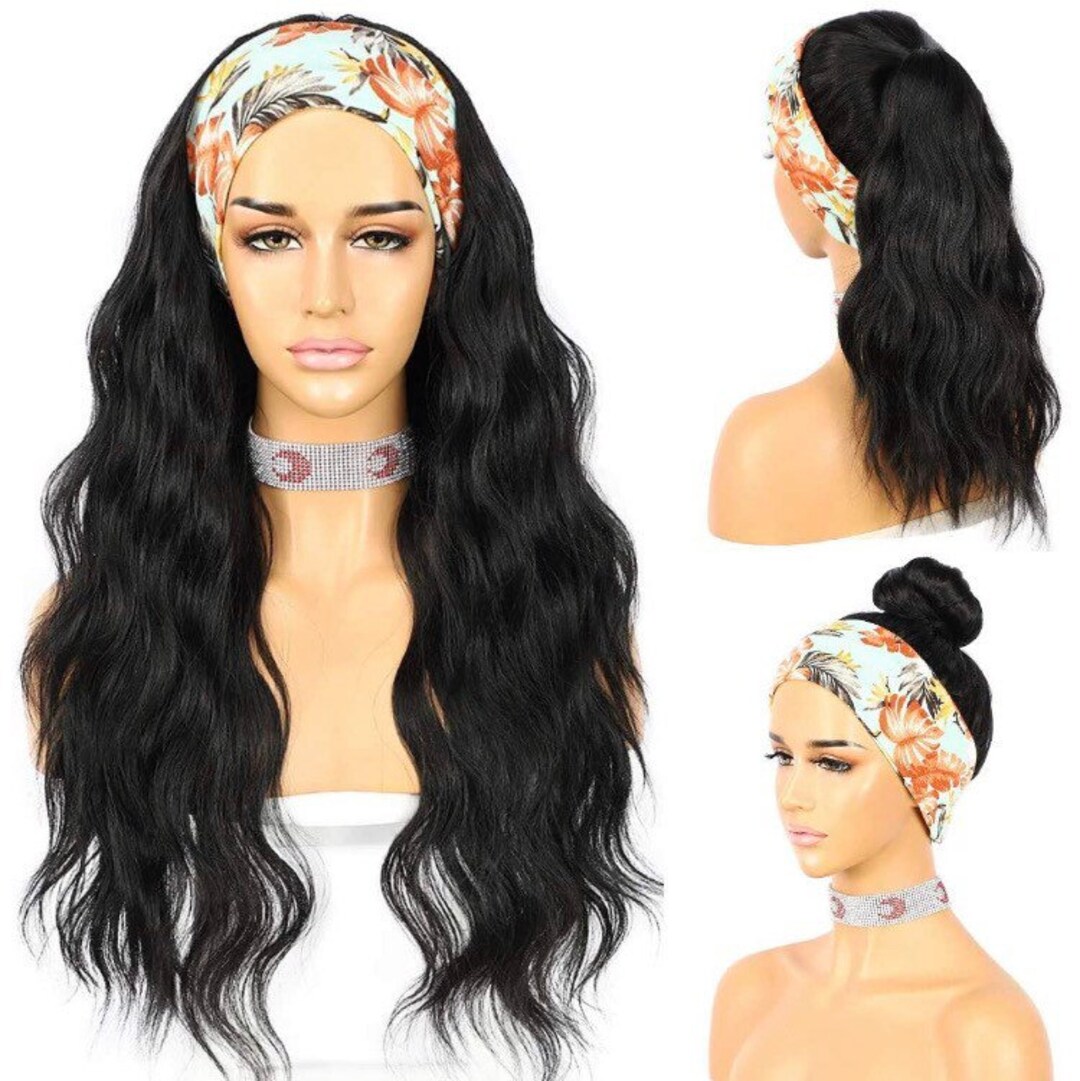 24 Black Wavy Head Band Wig NEW Comes With a Standard Black Etsy Canada