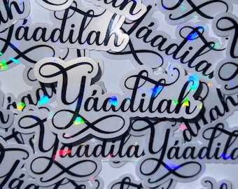 Yaadilah - White Holographic Sticker 3 X 1.75 inches - Great for Laptop, planner