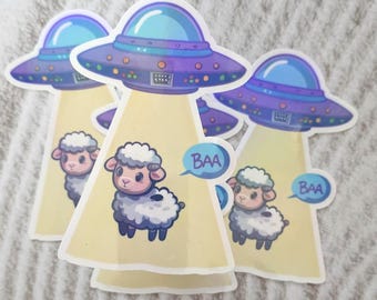 Cute sheep gets abducted - 2.75 x 4 inch - Great for planner and notebooks.
