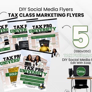 Szablon ulotki kursu podatkowego Canva | Ulotka marketingowa kursu podatkowego | Edytowalny pakiet ulotek Tax Pro University | Ulotka Tax Bootcamp do pobrania w wersji cyfrowej
