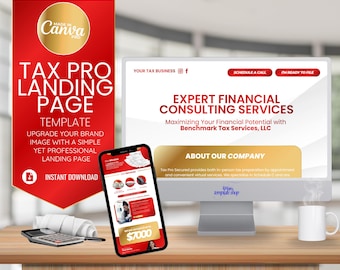 Página de inicio para preparadores de impuestos, plantilla web de contabilidad en Canva