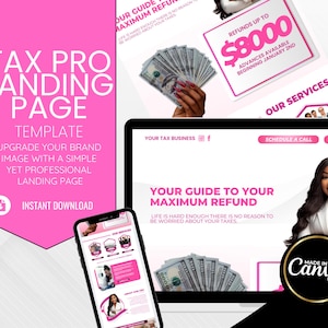 Tax Preparer Landing Page, Tax Prep Accounting Website Template, Tax Templates, Tax Season, Tax Prep Marketing, One Page, Minimal Design