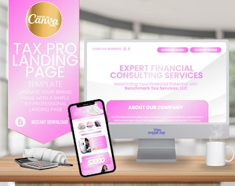 Tax Preparer Landing Page Website Template, Minimal Design (Canva)