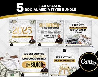5 Tax Season Flyer Bundle, Income Tax Flyer Template, Tax Professional Flyers, Tax Pro Marketing, File With Us, Tax Prep Template, Taxes