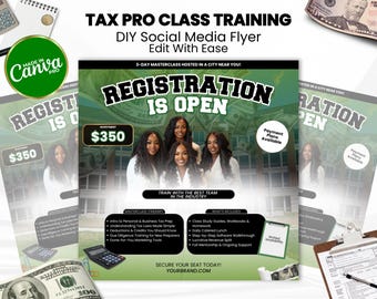 Tax Class Flyer Template, Tax Training Flyer, Editable Canva Tax Course Flyer, Tax Bootcamp Marketing, Tax Prep Training, Tax Masterclass