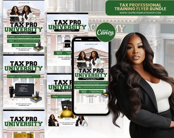 Tax Class Flyer Bundle, Tax Course Marketing Templates, Editable Tax Pro University Flyer Bundle, Tax Bootcamp Flyer Canva Digital Download