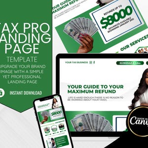 Tax Preparer Landing Page, Tax Prep Accounting Website Template, Tax Templates, Tax Season, Tax Prep Marketing, One Page, Minimal Design