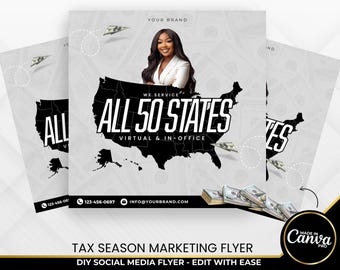 Tax Season Flyer, Income Tax Flyer Template, Bookkeeper Flyer, CPA Flyer, Tax Pro Marketing, File With Us, Tax Preparation Template, Taxes
