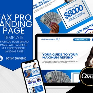 Tax Preparer Landing Page, Tax Prep Accounting Website Template, Tax Templates, Tax Season, Tax Prep Marketing, One Page, Minimal Design