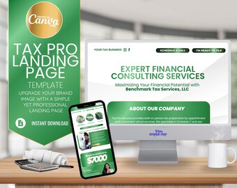 Página de inicio para preparadores de impuestos, plantilla web de contabilidad (Canva)
