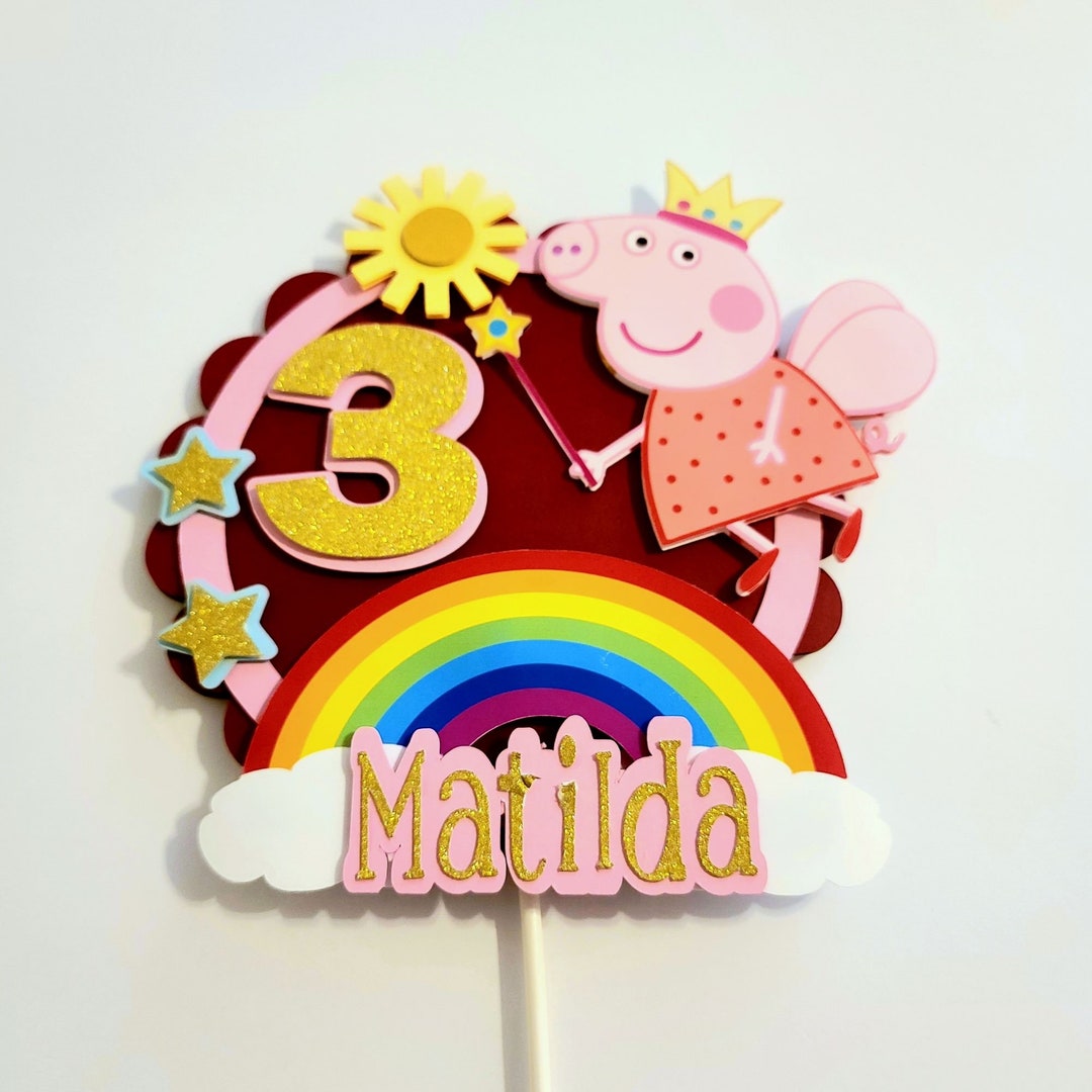 Peppa Pig Cake Topper, Birthday Cake Decoration, 3dcake Topper
