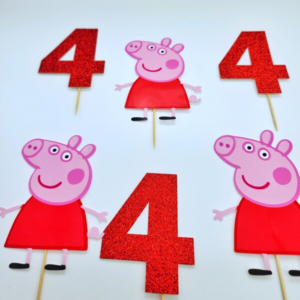 Peppa pig cupcake topper, peppa pig cake decoration, Peppa centerpiece decoration, 3D Cupcake topper.