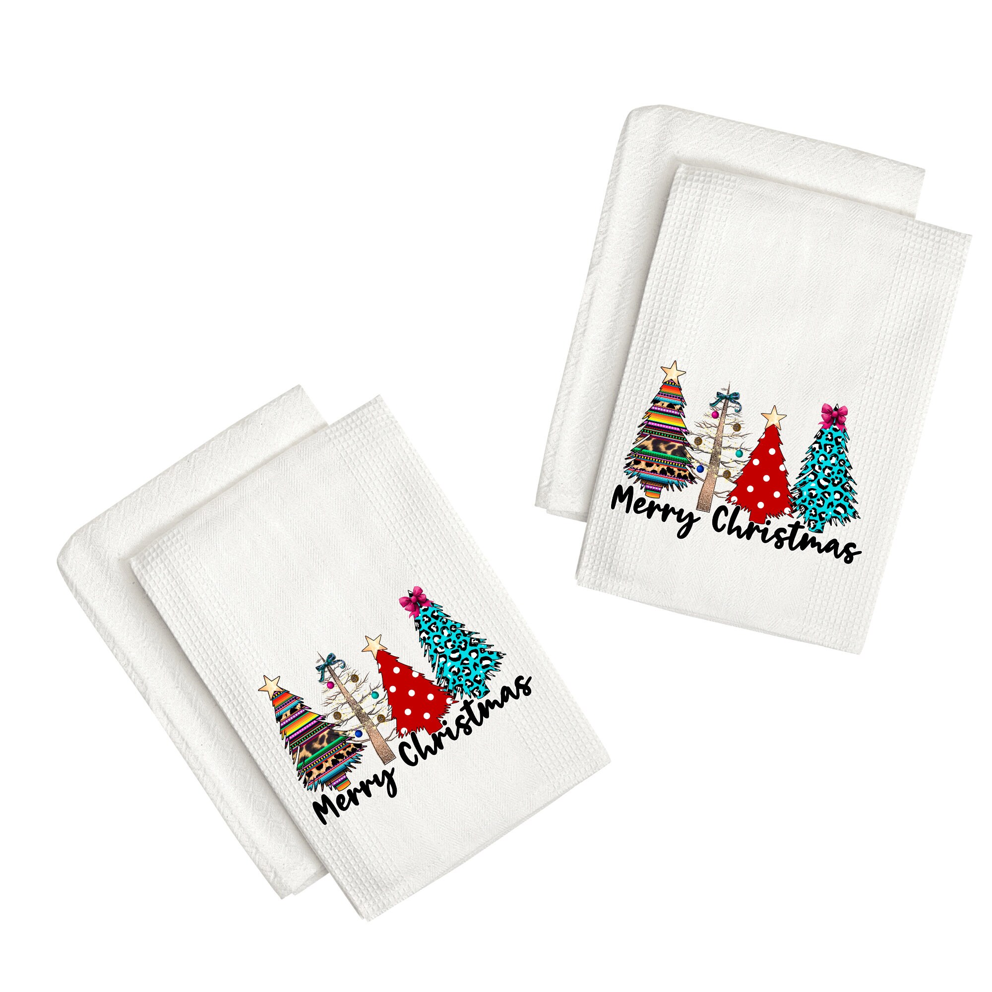 Christmas Kitchen Towel, Christmas Tree Towel, Merry Christmas Tea