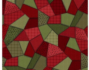 Woolies Patchwork Flannel Red/Green F11310-RG @ 1/2 YD