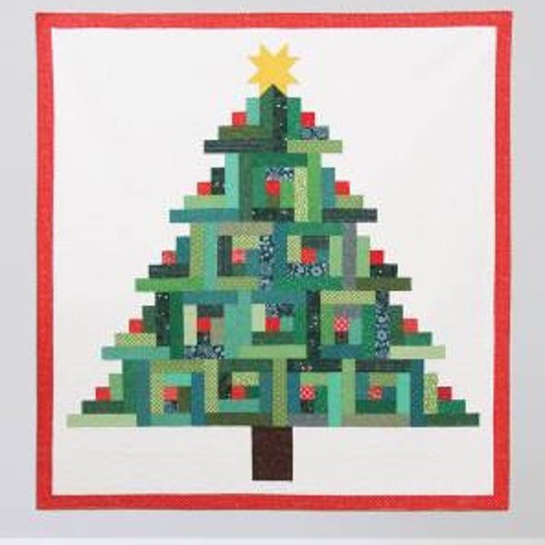 Christmas Tree Log Cabin Quilt Pattern by Cluck Cluck Sew 68 x 72 in