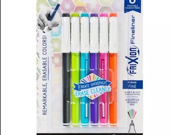 Frixion Fineliner Erasable Marker Pens - SIX Assorted  0.7mm