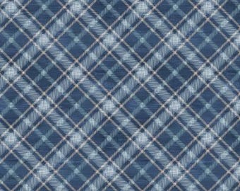 May include: A blue and white plaid pattern with a subtle textured effect. The pattern is made up of thin lines that create a checkered design.