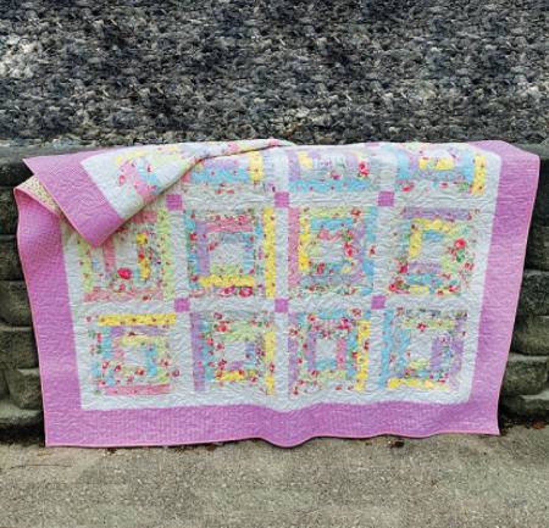 Jelly Roll Log Cabin Quilt Pattern Card Etsy