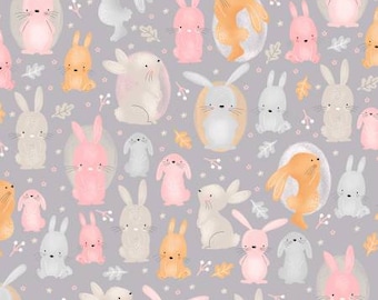 Grey Bunny Comfy Flannel   1 = 1/2 Yard