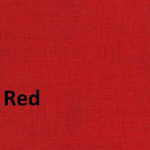 May include: A solid red fabric with a textured woven pattern. The word "Red" is printed in black at the bottom left corner of the image.